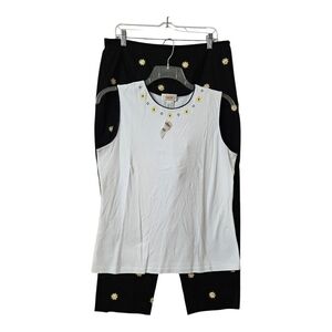 Talbots Lot Womens Top Sz L Pants Sz 16 NWT Vtg Embroidered Sunflower Spring